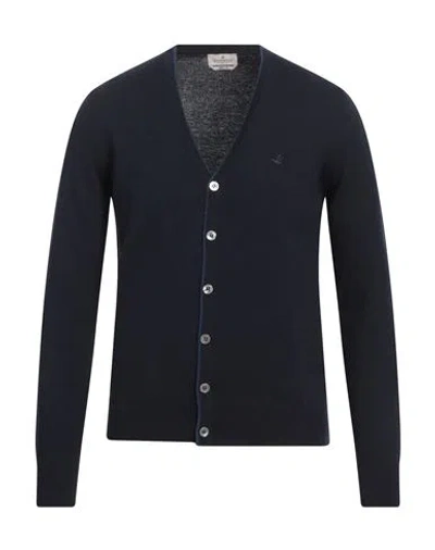 Brooksfield Man Cardigan Midnight Blue Size 38 Virgin Wool In Blue