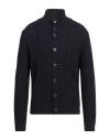 Brooksfield Man Cardigan Midnight Blue Size 44 Wool In Blue