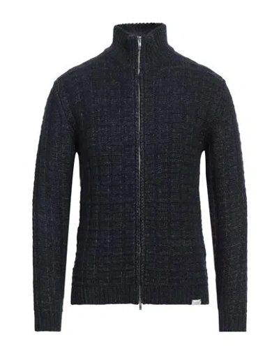 Brooksfield Man Cardigan Midnight Blue Size 46 Wool, Cotton