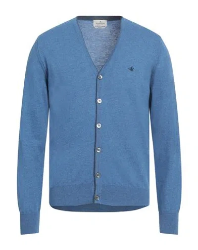 Brooksfield Man Cardigan Slate Blue Size 40 Virgin Wool