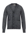 Brooksfield Man Cardigan Slate Blue Size 44 Virgin Wool, Polyamide, Cotton In Blue