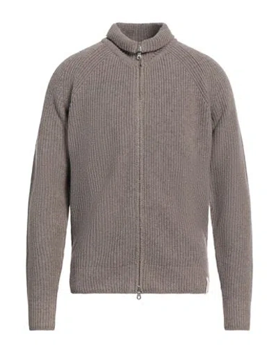 Brooksfield Man Cardigan Taupe Size 44 Wool, Polyamide, Viscose, Cashmere In Grey