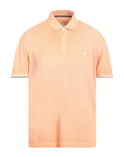 Brooksfield Man Polo Shirt Apricot Size 46 Cotton In Orange