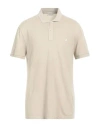Brooksfield Man Polo Shirt Beige Size 42 Cotton In Neutral