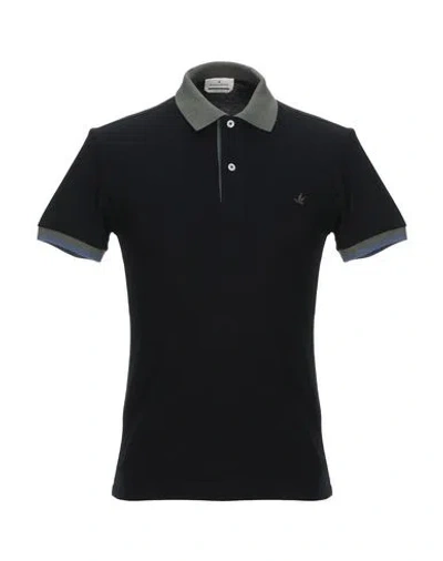 Brooksfield Man Polo Shirt Black Size 42 Cotton, Elastane