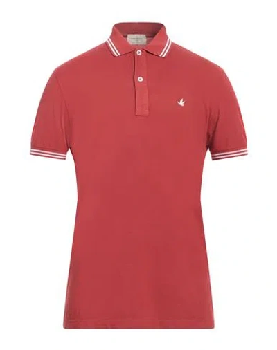 Brooksfield Man Polo Shirt Brick Red Size 36 Cotton