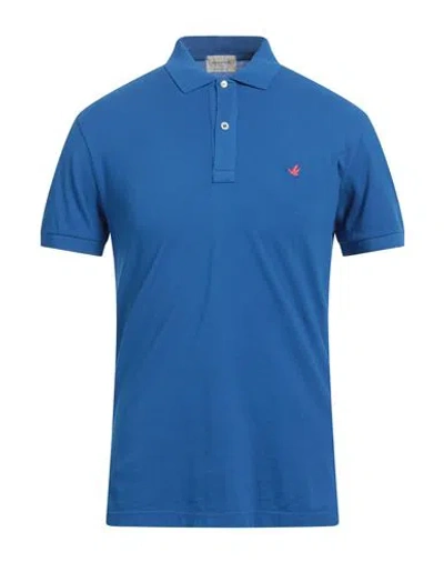 Brooksfield Man Polo Shirt Bright Blue Size 36 Cotton