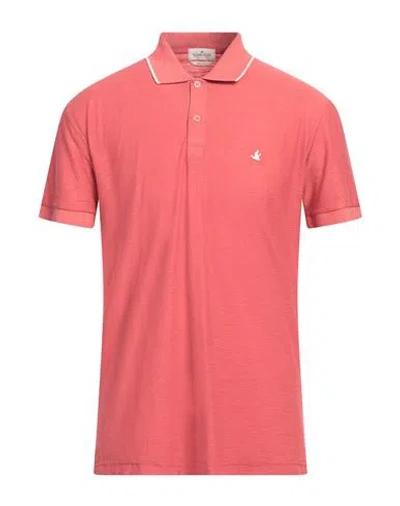 Brooksfield Man Polo Shirt Coral Size 46 Cotton In Red