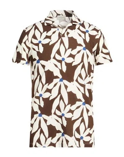 Brooksfield Man Polo Shirt Dark Brown Size 36 Cotton