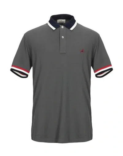 Brooksfield Man Polo Shirt Grey Size 46 Cotton, Elastane In Gray