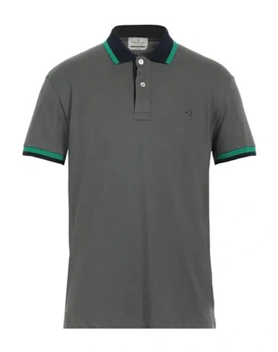 Brooksfield Man Polo Shirt Lead Size 42 Cotton, Elastane In Grey