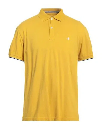 Brooksfield Man Polo Shirt Marigold Size 46 Cotton In Yellow