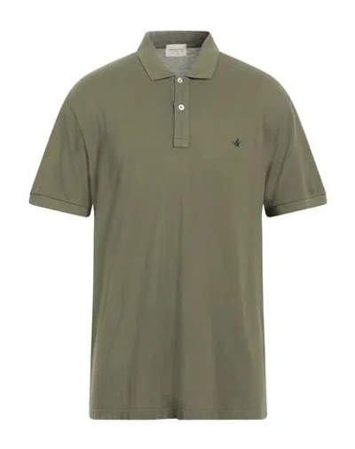 Brooksfield Man Polo Shirt Military Green Size 44 Cotton