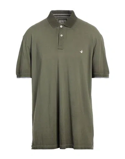 Brooksfield Man Polo Shirt Military Green Size 50 Cotton In Green