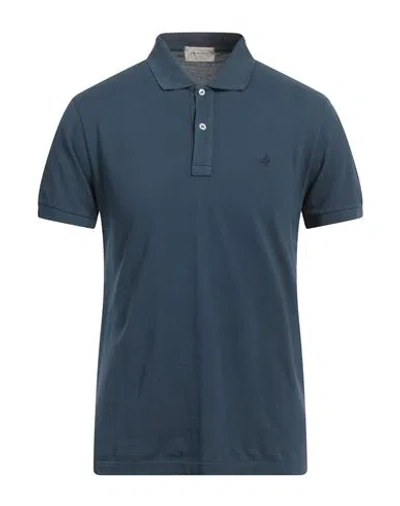 Brooksfield Man Polo Shirt Slate Blue Size 36 Cotton
