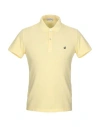 Brooksfield Man Polo Shirt Yellow Size 48 Cotton, Elastane