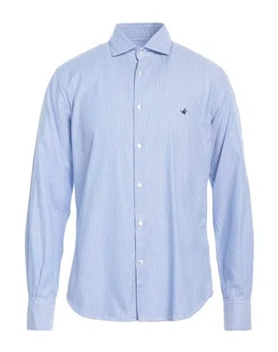 Brooksfield Man Shirt Azure Size 15 Cotton In Blue