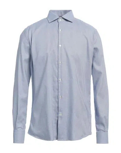 Brooksfield Man Shirt Azure Size 16 Cotton In Blue
