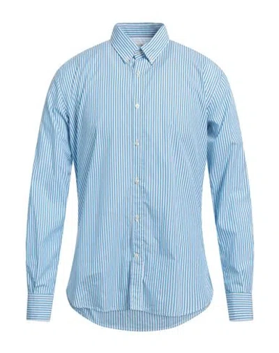 Brooksfield Man Shirt Azure Size 17 Cotton In Blue