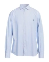 Brooksfield Man Shirt Azure Size 17 Cotton In Blue