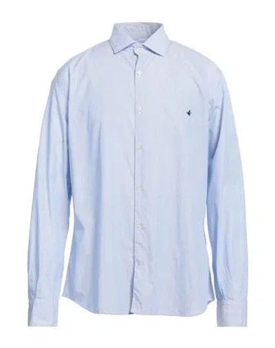 Brooksfield Man Shirt Azure Size 17 Cotton In Blue