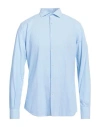 Brooksfield Man Shirt Azure Size 17 Cotton In Blue