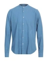 Brooksfield Man Shirt Blue Size 16 Cotton In Blue