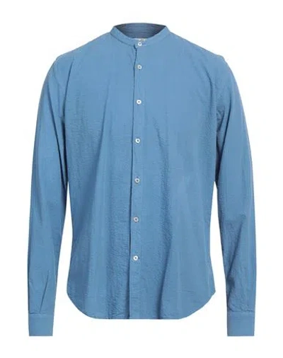 Brooksfield Man Shirt Blue Size 16 Cotton
