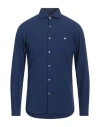 Brooksfield Man Shirt Blue Size 15 Cotton In Blue