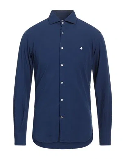 Brooksfield Man Shirt Blue Size 15 Cotton