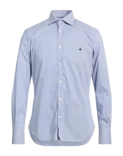 Brooksfield Man Shirt Blue Size 17 ½ Cotton, Polyamide, Elastane
