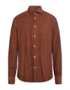 Brooksfield Man Shirt Brown Size 16 Cotton