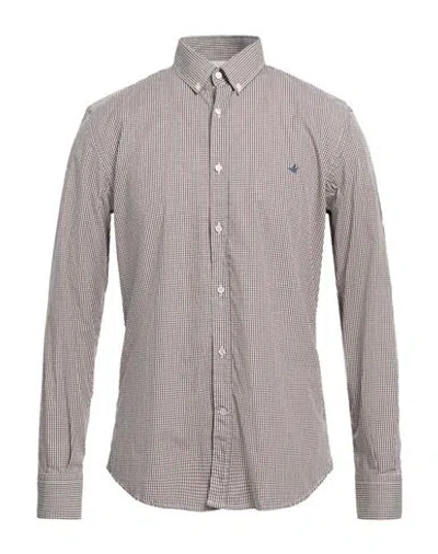 Brooksfield Man Shirt Burgundy Size 16 Cotton In Red