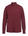 Brooksfield Man Shirt Burgundy Size 17 Cotton In Red