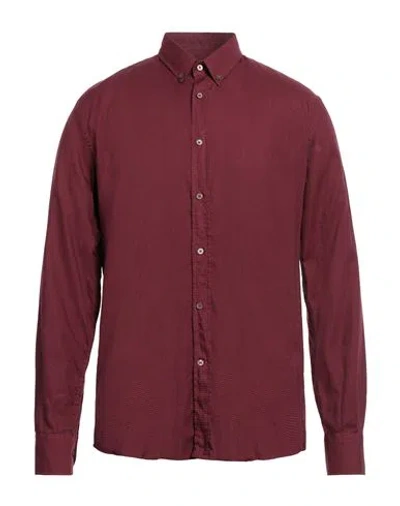 Brooksfield Man Shirt Burgundy Size 17 Cotton In Red