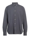 Brooksfield Man Shirt Charcoal Size 17 Cotton, Elastane In Grey