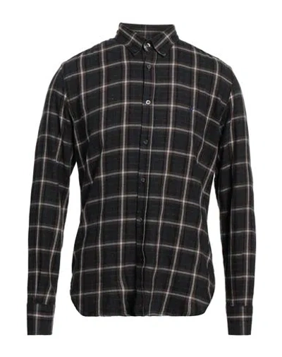 Brooksfield Man Shirt Dark Brown Size 16 Cotton