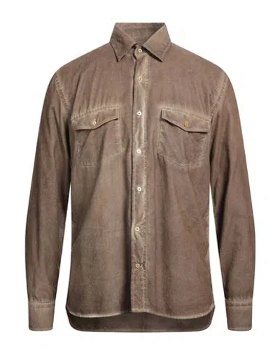 Brooksfield Man Shirt Khaki Size 15 ¾ Cotton In Beige
