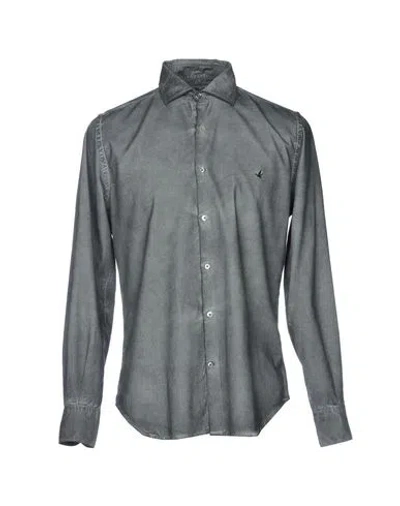Brooksfield Man Shirt Lead Size 17 Cotton In Grey