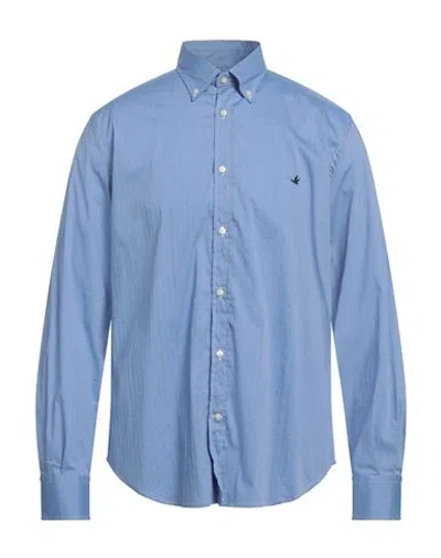 Brooksfield Man Shirt Light Blue Size 16 ½ Cotton, Polyamide, Elastane