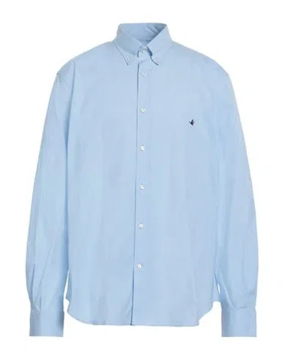 Brooksfield Man Shirt Light Blue Size 17 ¾ Cotton, Elastane In Blue