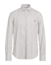 Brooksfield Man Shirt Light Grey Size 17 Cotton, Elastane In Grey