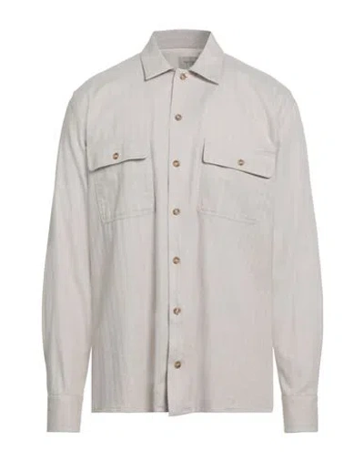 Brooksfield Man Shirt Light Grey Size L Cotton, Elastane In Gray