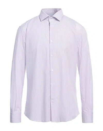 Brooksfield Man Shirt Lilac Size 17 Cotton In Purple