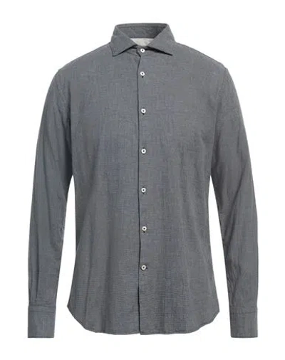 Brooksfield Man Shirt Midnight Blue Size 15 ¾ Cotton In Gray