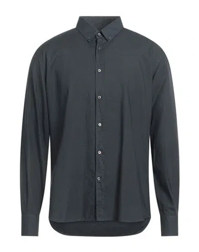Brooksfield Man Shirt Midnight Blue Size 17 ½ Cotton In Gray