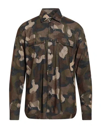 Brooksfield Man Shirt Military Green Size 17 Cotton