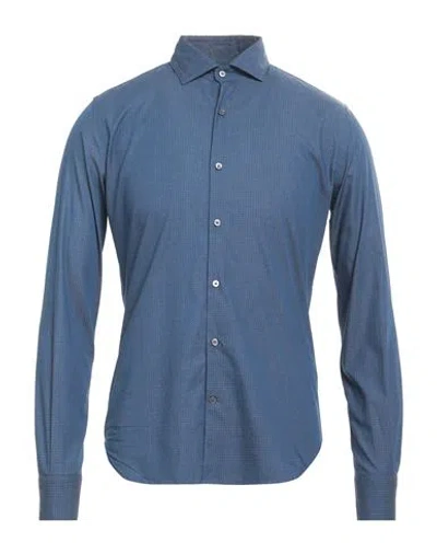 Brooksfield Man Shirt Navy Blue Size 15 Cotton
