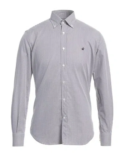 Brooksfield Man Shirt Navy Blue Size 17 Cotton In White