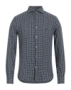 Brooksfield Man Shirt Navy Blue Size 17 Cotton In Navy Blue